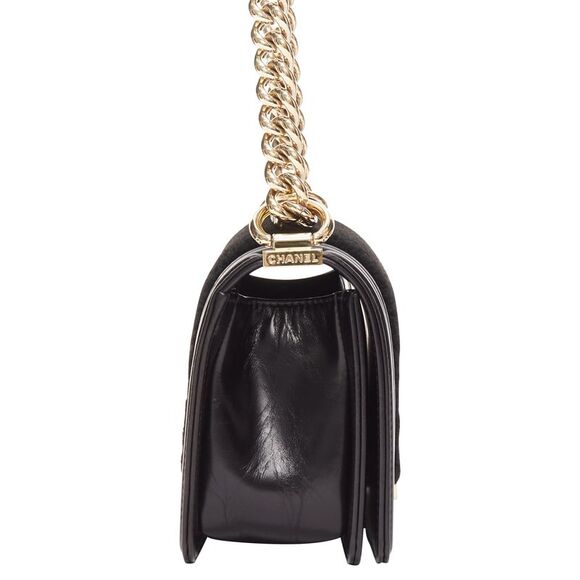 Chanel Boy Small Shearling Leather Gold CC Push Lock Chain Flap Bag - Picture 6 of 6